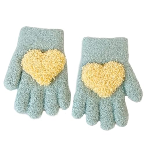 THINCAN Handschuhe, Kinder-Vollfingerhandschuhe für den Winter, warme, weiche Handschuhe, süßes Herzform-Dekor, Dehnbare Strickfäustlinge für Kleinkinder, Jungen und Mädchen von THINCAN