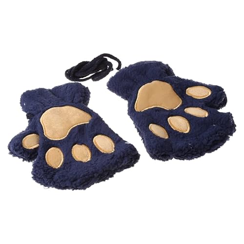 THINCAN Handschuhe, Paar für Katzenklaue Bärentatze Fingerlose Winter Warme Plüschhandschuhe Halbfinger Mit von THINCAN