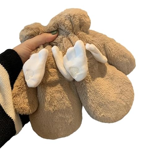 THINCAN Handschuhe, Plüschhandschuhe Fäustlinge Verdicken Sie die Fäustlinge mit Engelsflügelmotiv Dicker Plüsch mit Flügelhandschuhen Fäustlinge Warme Winterhandschuhe mit ganzen Fingern von THINCAN