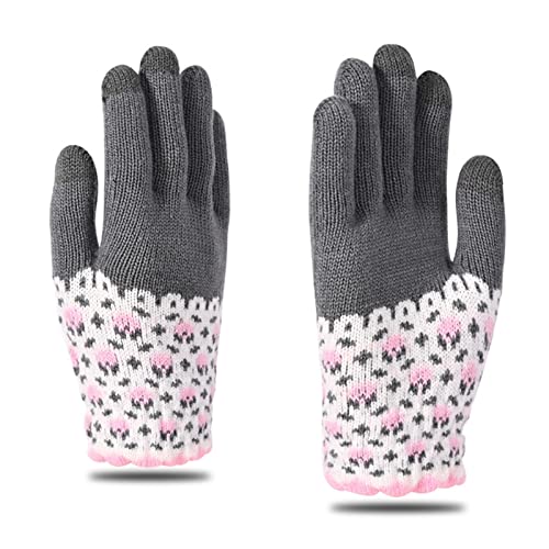 THINCAN Handschuhe, Strickhandschuhe mit Blume, Vollfingerhandschuhe, Touchscreen-Fäustlinge, Fahrhandschuh mit Fleecefutter für Motorradfahren von THINCAN