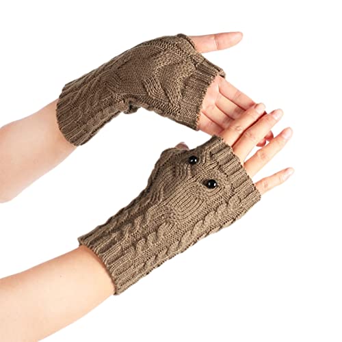 THINCAN Handschuhe, Winter Warme Handschuhe Fingerlose Handgelenklänge Warme Handschuhe Eulenmuster Fäustlinge Halbfingerhandschuhe Dehnbare Strickhandschuhe von THINCAN