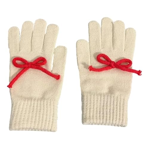 THINCAN Handschuhe, Winterhandschuh mit Kleiner Schleife, berührbarer Bildschirmhandschuh für Erwachsene zum Radfahren im Freien von THINCAN