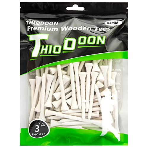 THIODOON Golf-Tees,70mm weniger Reibung, Holz-Tees, Training für Golfspieler, professionelle Golf-Tees aus Naturholz, 100 Stück Weiß THIODOON Golf-Tees,70mm weniger Reibung, Holz-Tees, Training für Golfspieler, professionelle Golf-Tees aus Naturholz, 100 Stück Weiß von THIODOON