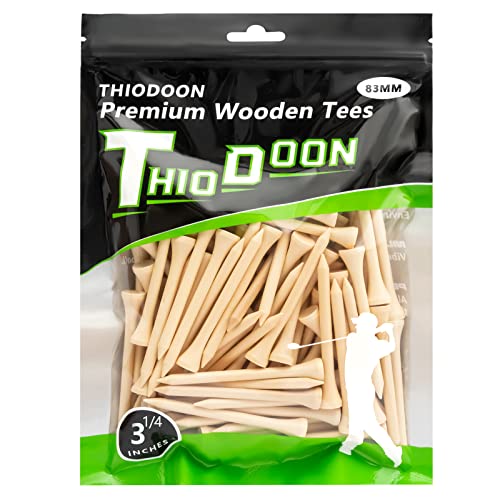 THIODOON Golf-Tees,83mm weniger Reibung, Holz-Tees, Training für Golfspieler, professionelle Golf-Tees aus Naturholz, 100 Stück Holz THIODOON Golf-Tees,83mm weniger Reibung, Holz-Tees, Training für Golfspieler, professionelle Golf-Tees aus Naturholz, 100 Stück Holz von THIODOON