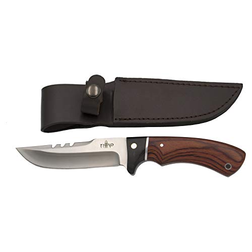 THIRD 13572PW Jagdmesser, mit 440er Stahlklinge 12,4 cm satiniert, Pakkaholzgriff und schwarzem Holz, mit Lederetui THIRD 13572PW Jagdmesser, mit 440er Stahlklinge 12,4 cm satiniert, Pakkaholzgriff und schwarzem Holz, mit Lederetui von THIRD