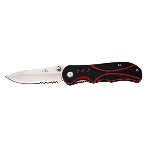 THIRD Messer 16910, Griff aus G10 Bicolor Schwarz/Rot, Klinge aus 420 rostfreiem Stahl von 7,2 cm. Mit Nylonhülle in fester Form. von THIRD