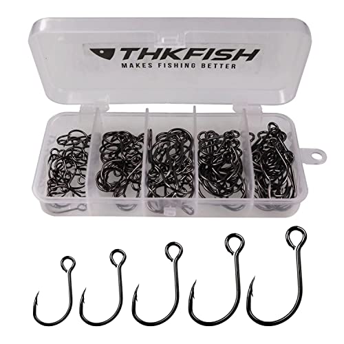 THKFISH 100stk/box Inline Angelhaken Kaufen mit öse Angel Haken Set Ohne Widerhaken Spinner Einzelhaken #2#1 1/0 2/0 3/0 Schwarz von THKFISH