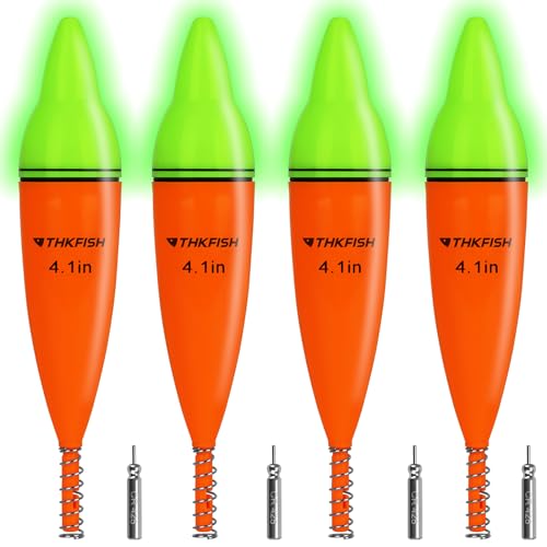 THKFISH LED Leuchtpose, 4PCS Angelposen Set für Nachtangeln, Schwimmer Angeln für Salzwasser und Süßwasser, Forellen Posen, Hechtpose, Angelposen für Crappie, Zande, 5.5/7.8/10.4 cm THKFISH LED Leuchtpose, 4PCS Angelposen Set für Nachtangeln, Schwimmer Angeln für Salzwasser und Süßwasser, Forellen Posen, Hechtpose, Angelposen für Crappie, Zande, 5.5/7.8/10.4 cm von THKFISH