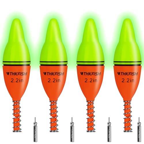 THKFISH LED Leuchtpose, 4PCS Angelposen Set für Nachtangeln, Schwimmer Angeln für Salzwasser und Süßwasser, Forellen Posen, Hechtpose, Angelposen für Crappie, Zande, 5.5/7.8/10.4 cm THKFISH LED Leuchtpose, 4PCS Angelposen Set für Nachtangeln, Schwimmer Angeln für Salzwasser und Süßwasser, Forellen Posen, Hechtpose, Angelposen für Crappie, Zande, 5.5/7.8/10.4 cm von THKFISH
