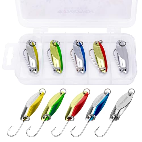 THKFISH 5 STÜCKE Metall Fischköder, Blinker Angeln, Angelköder Set, Meerforellenblinker, Spoons Forelle, Pilker, Fischköder für Spinnfischen und Jiggen, P01-YUER von THKFISH