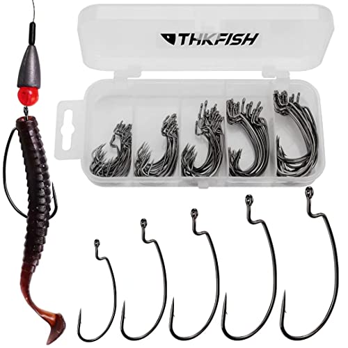 THKFISH 50stk/Box Offset Wurm Haken Angelhaken Set Dropshot Haken Set Gummifisch Jigs Angeln Kit # 2# 1 1/0 2/0 3/0 THKFISH 50stk/Box Offset Wurm Haken Angelhaken Set Dropshot Haken Set Gummifisch Jigs Angeln Kit # 2# 1 1/0 2/0 3/0 von THKFISH