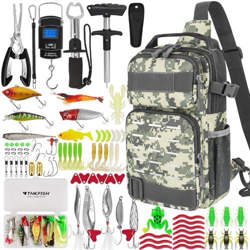 THKFISH 85-teiliges Angelwerkzeug-Set mit Angeltasche für Angeln, Digitalwaage, Angelzangen, Ködern, Fischhakenentferner und Lip Gripper THKFISH 85-teiliges Angelwerkzeug-Set mit Angeltasche für Angeln, Digitalwaage, Angelzangen, Ködern, Fischhakenentferner und Lip Gripper von THKFISH