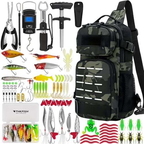 THKFISH 85-teiliges Angelwerkzeug-Set mit Angeltasche für Angeln, Digitalwaage, Angelzangen, Ködern, Fischhakenentferner und Lip Gripper THKFISH 85-teiliges Angelwerkzeug-Set mit Angeltasche für Angeln, Digitalwaage, Angelzangen, Ködern, Fischhakenentferner und Lip Gripper von THKFISH