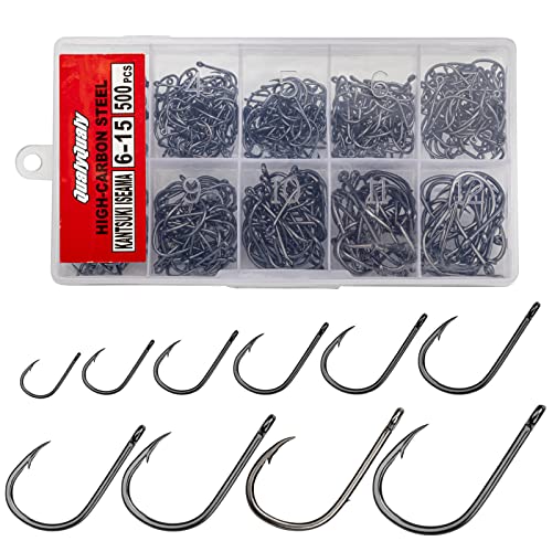 THKFISH Angelhaken Set Kohlenstoffstahl Angel Haken mit öse 500Stück Angelzubehör Set Angelhaken mit Kunststoff Box 6# -15# 10 Größen THKFISH Angelhaken Set Kohlenstoffstahl Angel Haken mit öse 500Stück Angelzubehör Set Angelhaken mit Kunststoff Box 6# -15# 10 Größen von THKFISH