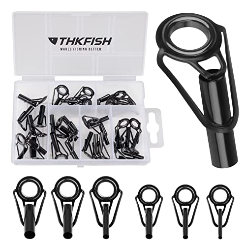 THKFISH Angelrute Reparatur Spitzenring Rutenring Angelrutenteile Tip Tops Schwarzer Edelstahl Keramik Spitzenringe Kleiner Stil 30Stück THKFISH Angelrute Reparatur Spitzenring Rutenring Angelrutenteile Tip Tops Schwarzer Edelstahl Keramik Spitzenringe Kleiner Stil 30Stück von THKFISH