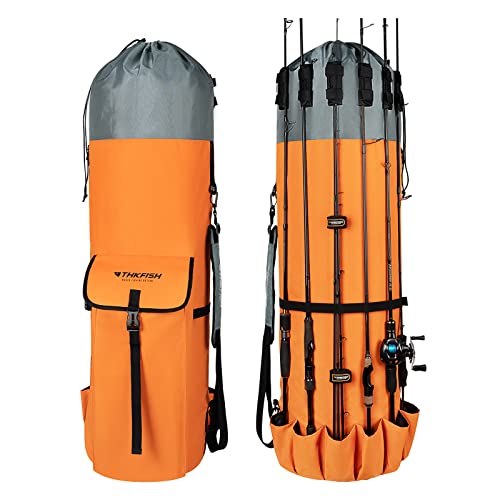 THKFISH Angelrutentasche Angeltasche Angelrute Reisetasche 900D Oxford-Stoff, Angelrute Tragetasche zur Aufbewahrung von bis zu 6 Ruten mit Rollen, Orange THKFISH Angelrutentasche Angeltasche Angelrute Reisetasche 900D Oxford-Stoff, Angelrute Tragetasche zur Aufbewahrung von bis zu 6 Ruten mit Rollen, Orange von THKFISH