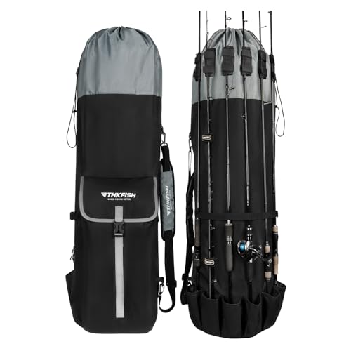 THKFISH Angelrutentasche Angeltasche Angelrute Reisetasche 900D Oxford-Stoff, Angelrute Tragetasche zur Aufbewahrung von bis zu 6 Ruten mit Rollen, schwarz THKFISH Angelrutentasche Angeltasche Angelrute Reisetasche 900D Oxford-Stoff, Angelrute Tragetasche zur Aufbewahrung von bis zu 6 Ruten mit Rollen, schwarz von THKFISH