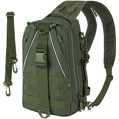 THKFISH Angeltasche 10L Angelrucksack mit Rutenhalter Wanderrucksäcke mit abnehmbarem Schultergurt Trekkingrucksäcke zum Angeln Camping Wandern,für 3 * 3600 Angelkoffer GRÜN von THKFISH