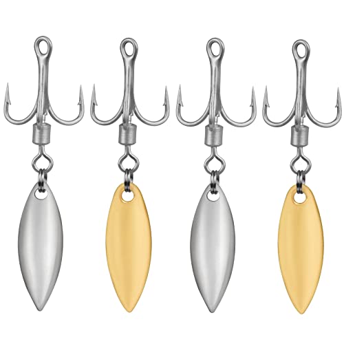 THKFISH Drillinge Angelhaken mit Weidenklinge Ersatz-Drillingshaken für Forellenbarsche Hecht Süßwasser Salzwasser GLOD-8-10PCS von THKFISH