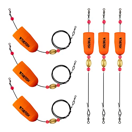 THKFISH Fishing Bobbers Fishing Floats and Bobbers for Fishing Popping Cork Float Rig Weighted Popping Floats Saltwater Rattle ORANGE-4PCS von THKFISH