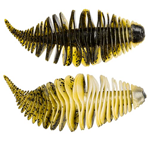 THKFISH Gummifische 8cm-10cm Gummifische für Forelle,Barsch,Zander Köder Fishing Worms Bellows Angelköder Farbe2# 10cm von THKFISH
