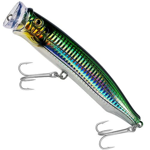 THKFISH Popper-Köder, Salzwasser, Thunfisch, Popper, Topwater Angelköder für Brandungsangeln, Barsch, mit 3D-Augen, für GT Thunfisch, große Fische, 15 cm, Grün, 1 Stück THKFISH Popper-Köder, Salzwasser, Thunfisch, Popper, Topwater Angelköder für Brandungsangeln, Barsch, mit 3D-Augen, für GT Thunfisch, große Fische, 15 cm, Grün, 1 Stück von THKFISH