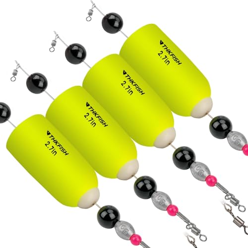 THKFISH Posen Angeln Schwimmer Angelposen Set Stahlvorfach Hecht Forelle Pose Gewichteter Knallender Schwimmer 4 Stück (Gelb, 2.7in) THKFISH Posen Angeln Schwimmer Angelposen Set Stahlvorfach Hecht Forelle Pose Gewichteter Knallender Schwimmer 4 Stück (Gelb, 2.7in) von THKFISH
