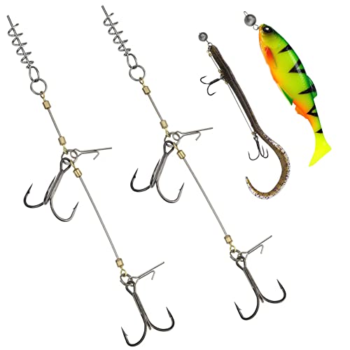 THKFISH Shallow Rig Hecht Stinger Systeme Drillinge Angelhaken für gummifisch Pike Stinger Rig L-2PCS von THKFISH