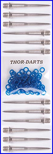 THOR-DARTS ®™ Wechselspitzen (MS3si) (12 Stück = 4 Set + 100 Gummiringe, blau) Converter, Conversion Points, Steeldartspitzen, 2ba von THOR-DARTS