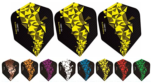 THOR-DARTS 15 gelb-Schwarze F2 150 mic Ultra Strong Darts Flights extra Lange haltbar (F2 gelb, 15 Stück (5 Set)) 150 Micron Fly Yellow & Black von THOR-DARTS