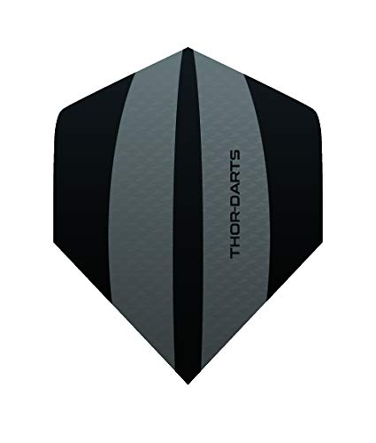 THOR-DARTS Exclusiv-Line: 15 black - grey Darts Flights HD-240 F3 schwarz/grau Dart Flys extra lange haltbar thickness > 100 mic (15 Stück (5 Set), schwarz) von THOR-DARTS