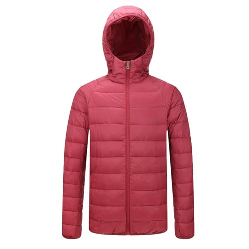 THOYBMO Daunenjacke Down Jacket Herren Gesteppt Ultraleicht Wasserabweisend Puffermantel Kapuze Verstaubare Reißverschlusstaschen Isolierte Oberbekleidung,Red,XL65 von THOYBMO