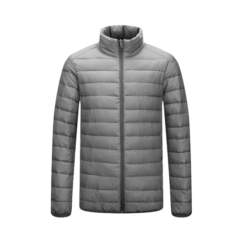 THOYBMO Daunenjacke Down Jacket Herren Gesteppt Verstaubar Ultraleicht Kurz Isolierter Puffermantel Den Winter Schnee Skifahren Wandern Reisen,Gray,3XL80 von THOYBMO