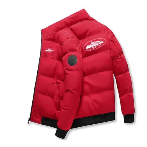 THOYBMO Daunenjacke Down Jacket Herren Gesteppter Puffermantel Leicht Stehkragen Isolierte Winteroberbekleidung,Red,L55 von THOYBMO