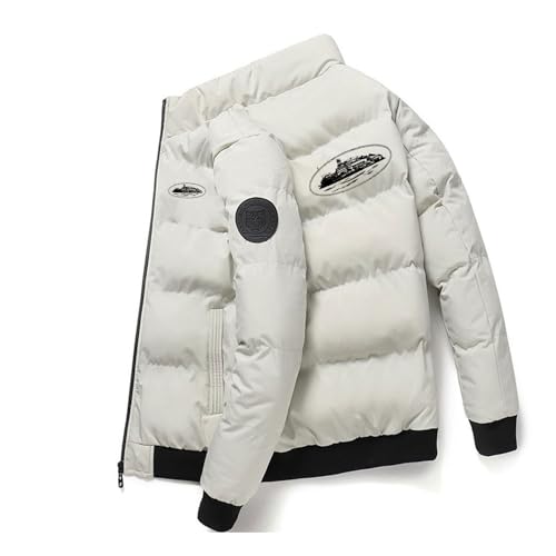 THOYBMO Daunenjacke Down Jacket Herren Gesteppter Puffermantel Leicht Stehkragen Isolierte Winteroberbekleidung,White,5XL95 von THOYBMO