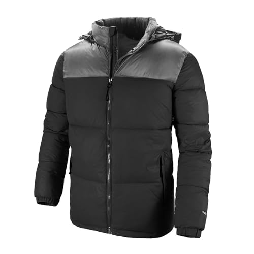 THOYBMO Daunenjacke Down Jacket Herren Leicht Gesteppt Oberbekleidung Abnehmbarer Kapuze Thermo Winterjacke für Schnee Skifahren Wandern Reisen,Black,3XL80 von THOYBMO