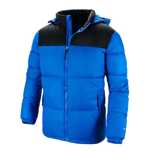 THOYBMO Daunenjacke Down Jacket Herren Leicht Gesteppt Oberbekleidung Abnehmbarer Kapuze Thermo Winterjacke für Schnee Skifahren Wandern Reisen,Blue,M45 von THOYBMO