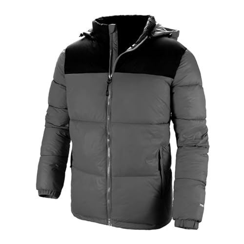 THOYBMO Daunenjacke Down Jacket Herren Leicht Gesteppt Oberbekleidung Abnehmbarer Kapuze Thermo Winterjacke für Schnee Skifahren Wandern Reisen,Gray,XL65 von THOYBMO