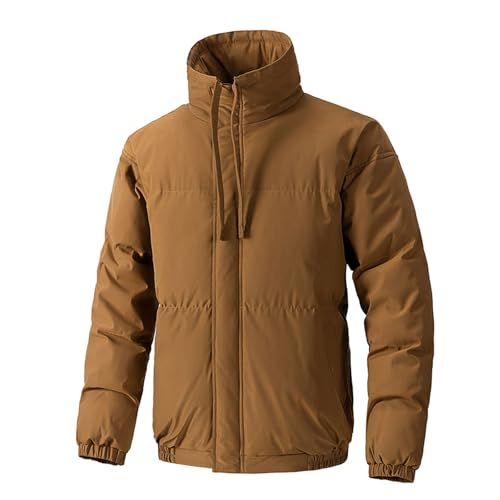 THOYBMO Daunenjacke Down Jacket Herren Leichte Pufferjacke Warme Winterjacke mit Kapuze Winddichte Oberbekleidung für Reisen Outdoor Wandern,Brown,4XL87.5 von THOYBMO