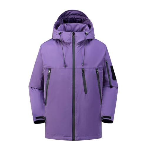 THOYBMO Daunenjacke Down Jacket Herren Warm Puffer Mäntel Mit Kapuze Winter Wasserdicht Winddicht Snowboarden Outdoor Oberbekleidung,Purple,L50 von THOYBMO