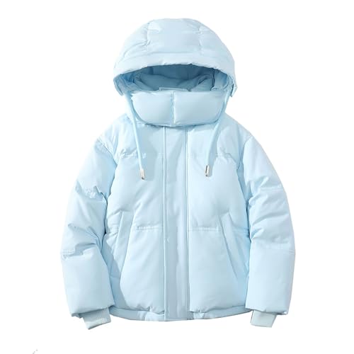 THOYBMO Daunenjacke Down Jacket Herren Wintermantel mit Kapuze Warme Pufferjacke Verdicken Winddichte Oberbekleidung Aus Weißer Entendaunen,Blue,2XL77.5 von THOYBMO