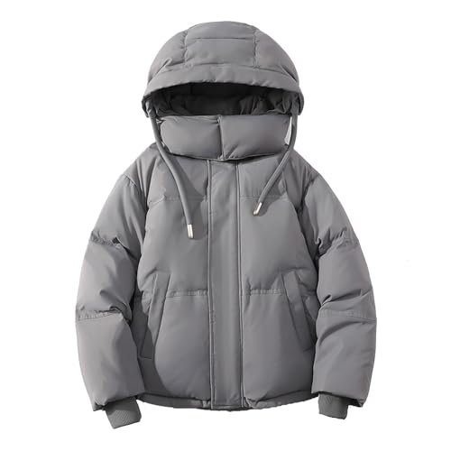 THOYBMO Daunenjacke Down Jacket Herren Wintermantel mit Kapuze Warme Pufferjacke Verdicken Winddichte Oberbekleidung Aus Weißer Entendaunen,Gray,2XL77.5 von THOYBMO