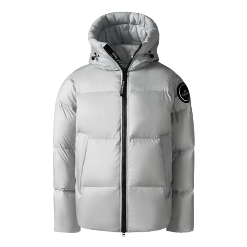 THOYBMO Daunenjacke Down Jacket Unisex Gesteppter Puffermantel mit Kapuze Wasserabweisende Warme Pufferjacke Weiße Entendaunen Winterjacke,Gray,L75 von THOYBMO