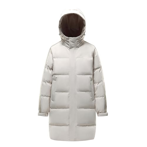 THOYBMO Daunenjacke Down Jacket Unisex Langer Winter Puffer Mantel Warme Kapuzenoberbekleidung Aus Weißer Entendaunen,White,L(62.5 von THOYBMO