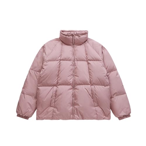 THOYBMO Daunenjacke Down Jacket Unisex Steppmantel Wasserabweisend Winddicht Weiße Entendaunen Winter Oberbekleidung,Pink,M von THOYBMO