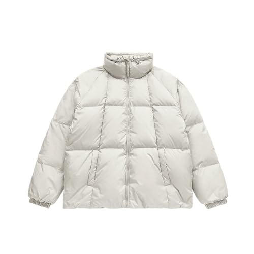 THOYBMO Daunenjacke Down Jacket Unisex Steppmantel Wasserabweisend Winddicht Weiße Entendaunen Winter Oberbekleidung,White,L von THOYBMO