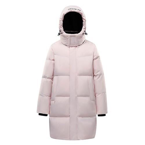 THOYBMO Daunenjacke Unisex Down Jacket Gesteppte Warme Oberbekleidung Mit Kapuze Lange Winter Pufferjacke Zum Skifahren Im Freien,Pink,3XL92.5 von THOYBMO