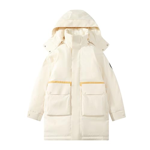 THOYBMO Daunenjacke Unisex Down Jacket Puffermantel mit Kapuze Lang Winter Isolierte Weiße Entendaunen Oberbekleidung,White,4XL92.5 von THOYBMO