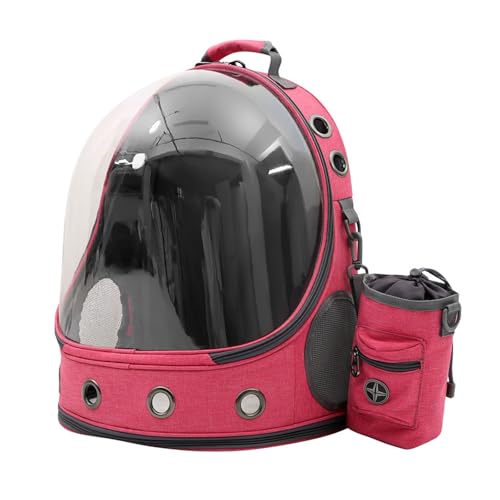 THOYBMO Haustier Rucksack Pet Carrier Backpack Luftpolsterfolie für Bis Zu 8,7kg Große Welpen Katzen Weltraumkapsel Hundetrage Rucksack für Den Außenbereich,Pink von THOYBMO