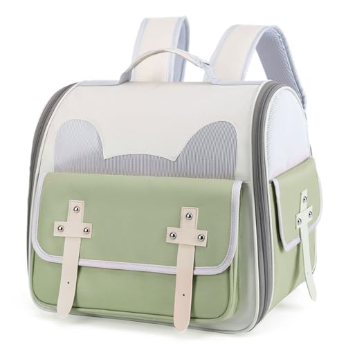 THOYBMO Haustier Trage Rucksack Katzen Pet Carrier Backpack Hunde Kleintiere Tragbarer Haustier Reiseträger Belüftetes Design für Reisen Wandern Camping,Green von THOYBMO